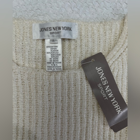 Y2K Jones New York Sport Sweater Adult White Color Block Cotton Womens Size L - Picture 9 of 11